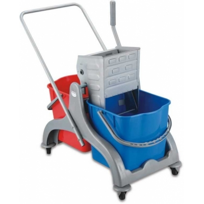 Paspas Arabası - Çift Kova-Pres Çelik/Krom